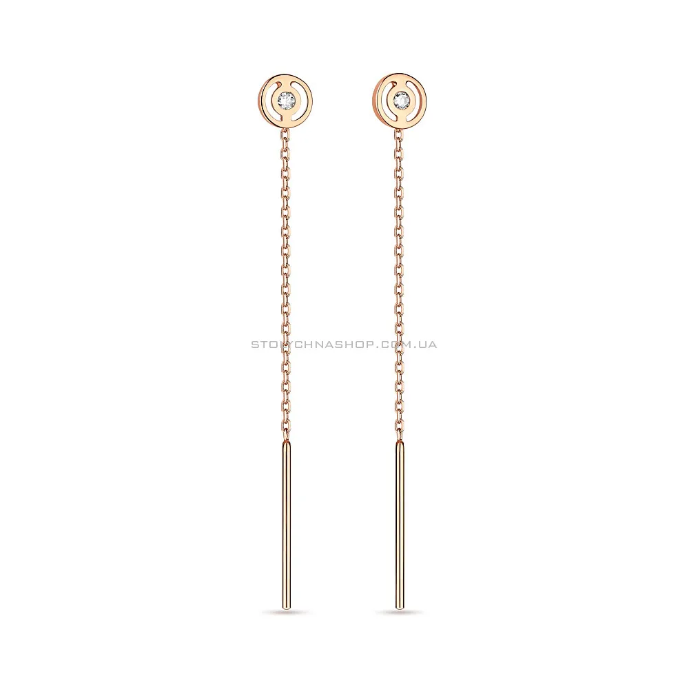 Золоті сережки-протяжки з фіанітами (арт. 108012)