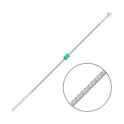 Срібний браслет з зеленими альпінітом і фіанітами (арт. 7509/4192аз)