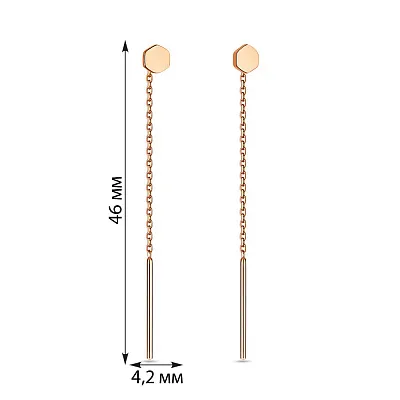 Золотые серьги протяжки без камней (арт. 108415)