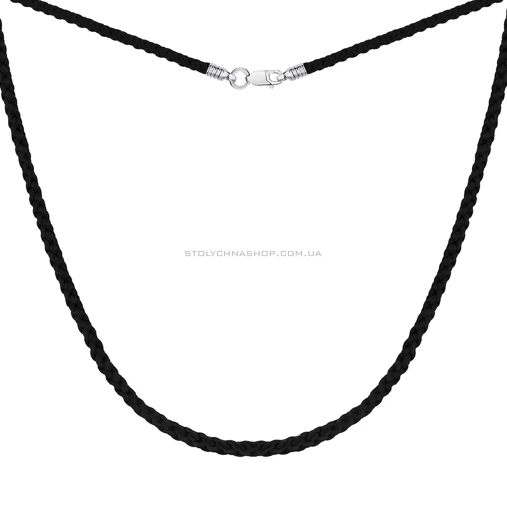 Шелковый шнурок с серебряным замком (арт. 7307/79014-ч) - цена