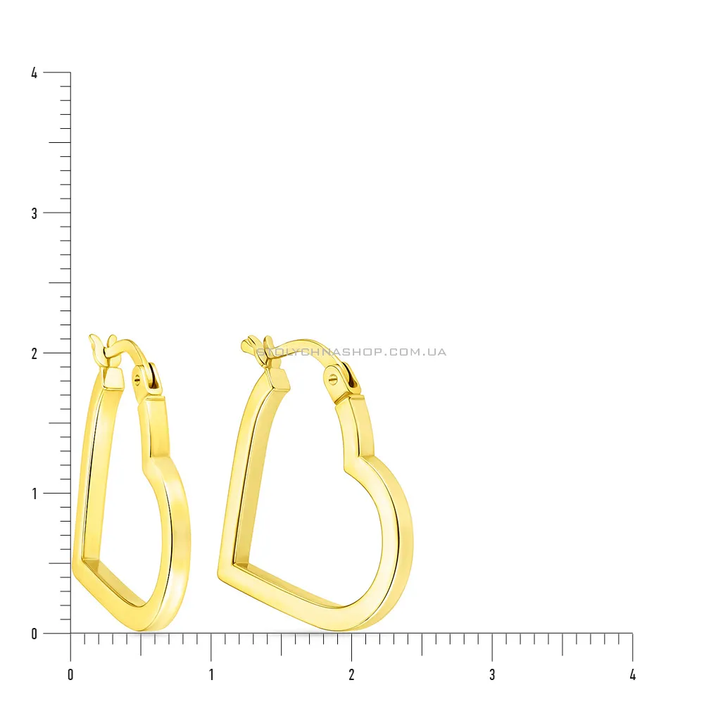 Золотые серьги «Сердечки»  (арт. 105517ж) - 2 - цена