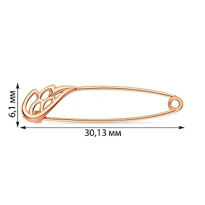 Шпилька з червоного золота "Крило" без каміння  (арт. 280229)