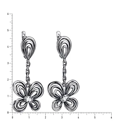 Срібні сережки підвіски з фіанітами (арт. 7902/1111444)