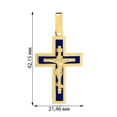 Хрестик з жовтого золота з розп'яттям та емаллю (арт. 541131жнсш)