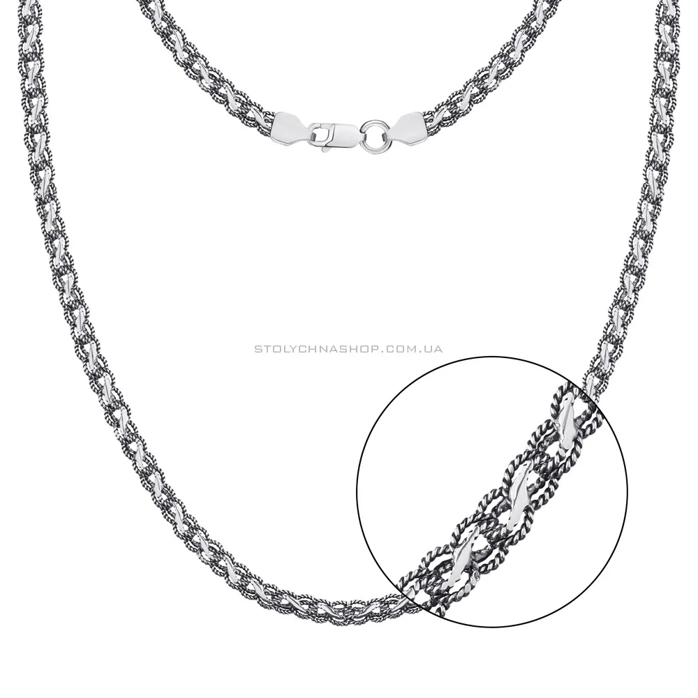 Срібне кольє-ланцюжок плетіння Струмок (арт. 7908/1051-ч) - цена
