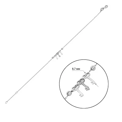 Браслет «Ключики» из белого золота (арт. 324016б)