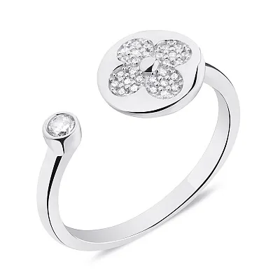 Незамкнутое кольцо из серебра с фианитами (арт. 7501/6062)