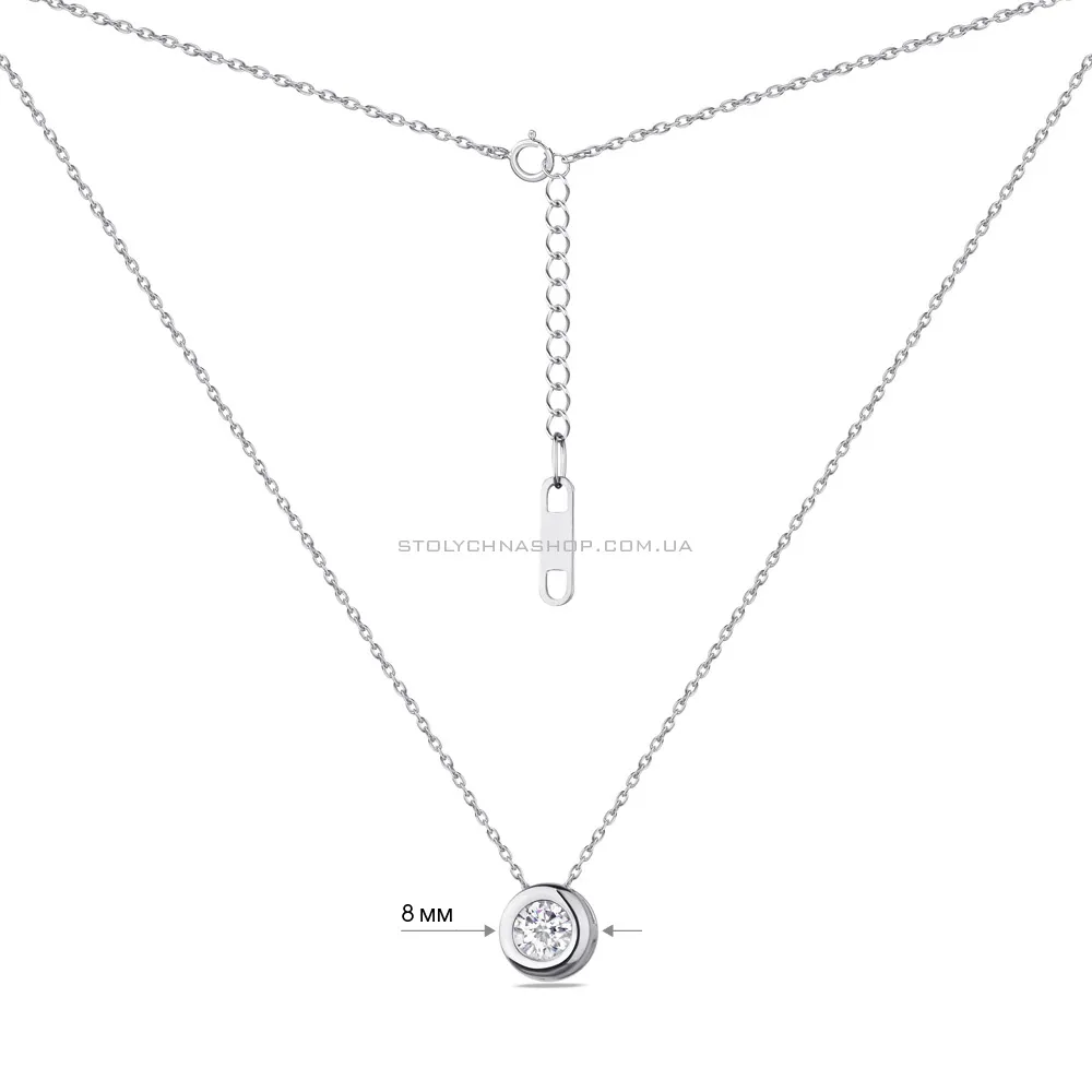 Колье серебряное с фианитом  (арт. 7507/548/6) - 3 - цена