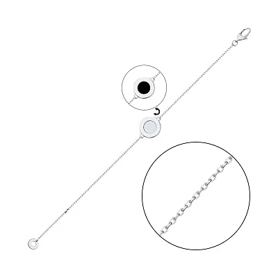 Браслет срібний двосторонній з оніксом і перламутром (арт. 7509/1307/10оп)