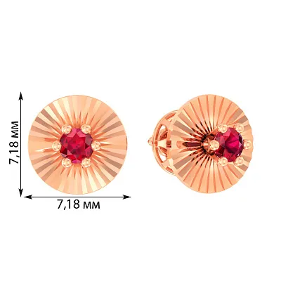 Дитячі золоті сережки з червоними фіанітами (арт. 110507к)