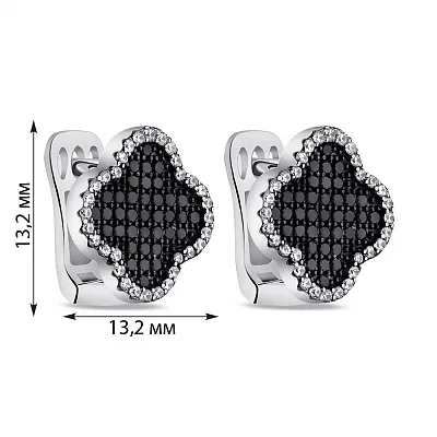 Сережки зі срібла з чорними і білими фіанітами (арт. 7502/9302/15ч)