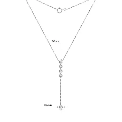 Колье-галстук из белого золота с бриллиантовой дорожкой (арт. Ц341283020б)