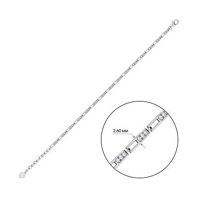 Тонкий браслет из серебра с фианитами  (арт. 7509/3568)