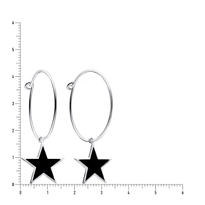Срібні сережки кільця з підвіскою і емаллю (арт. 7502/3212еч)