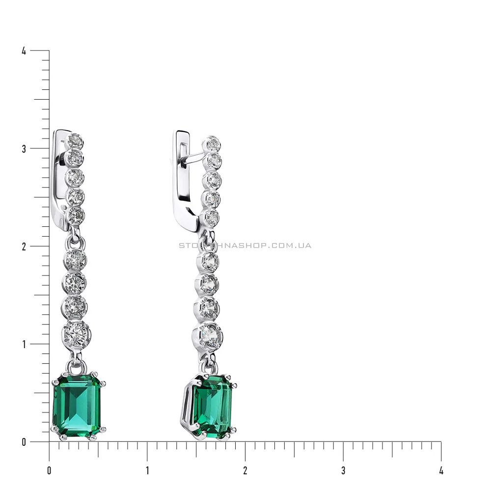 Срібні сережки підвіски з кварцом і фіанітами (арт. 7002/2998/9Пкз)