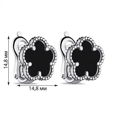 Серебряные серьги с ониксом (арт. 7502/9297/15о)