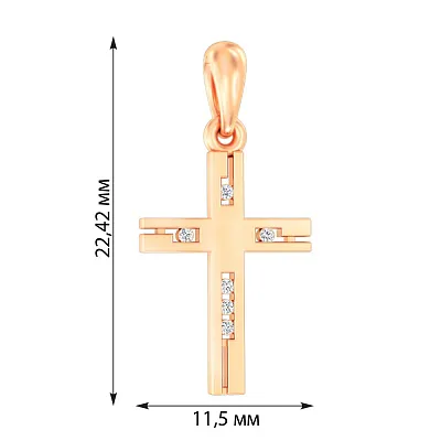 Хрестик з червоного золота з фіанітами (арт. 440635)