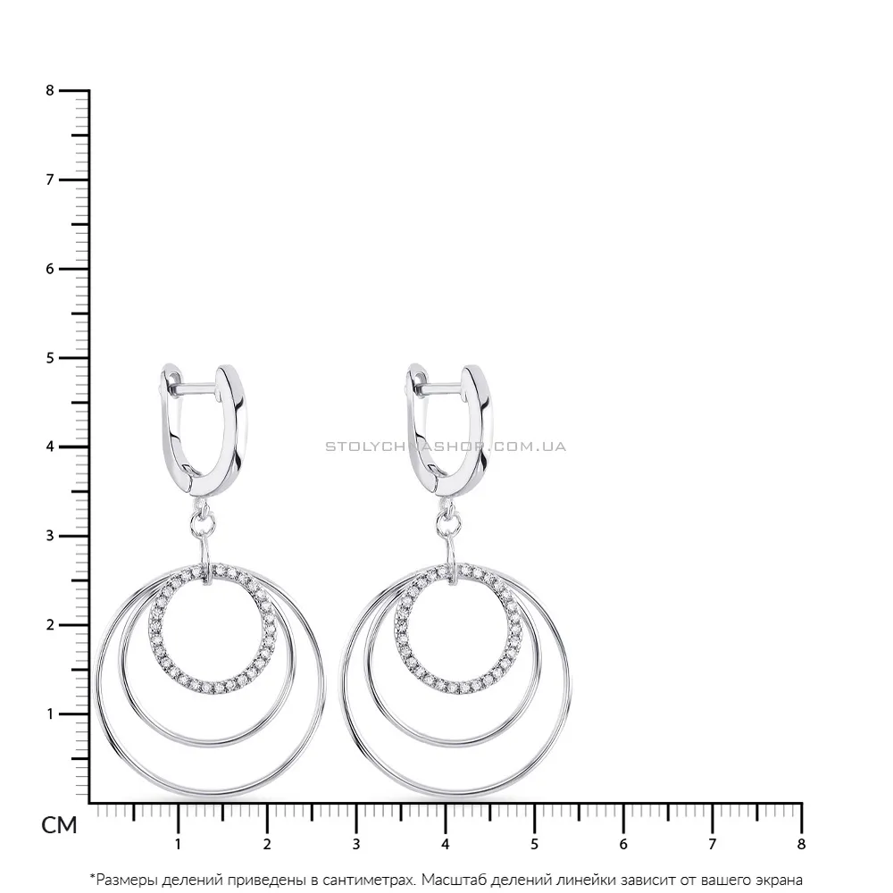 Серебряные серьги с подвесками и фианитами  (арт. 7502/4693) - 2 - цена