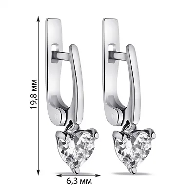 Срібні сережки-підвіски Сердечки (арт. 7502/618сп)