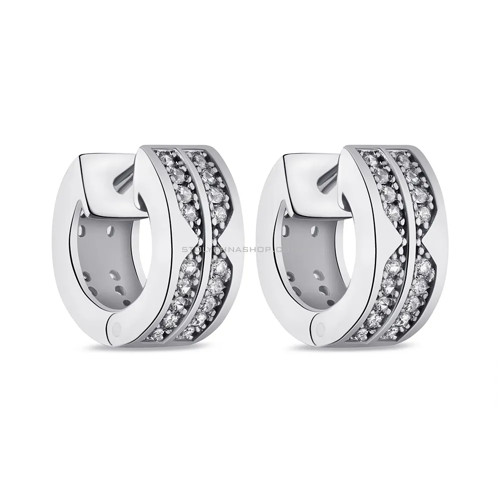 Срібні сережки-кільця з фіанітами (арт. 7502/9117/15) - цена
