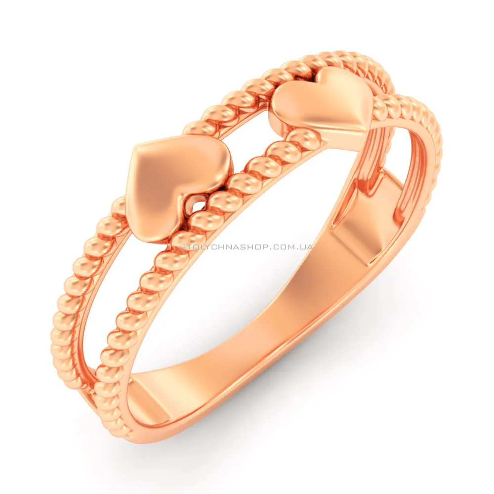 Золотое кольцо Сердечки  (арт. 140042) - цена