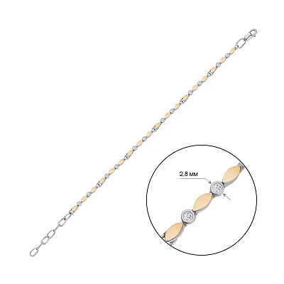 Срібний браслет з золотими накладками (арт. 7209/253брп)