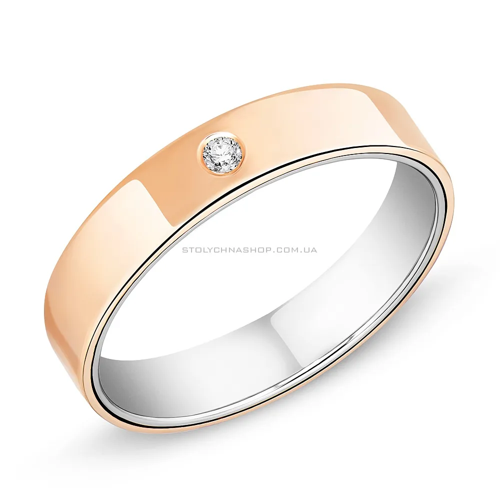 Обручальное кольцо Twins «Американка» из золота с бриллиантом (арт. К239212) - цена