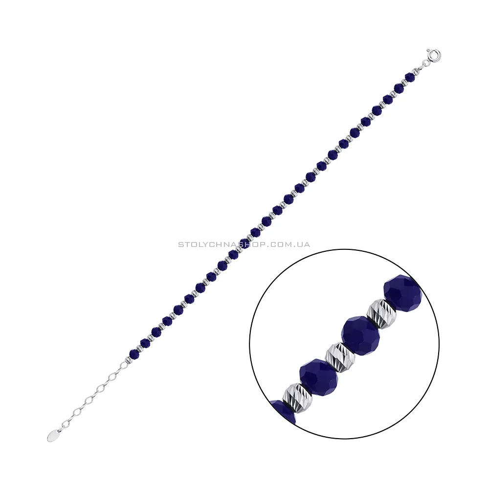 Срібний браслет з синім оніксом (арт. 7509/2100ос) - цена