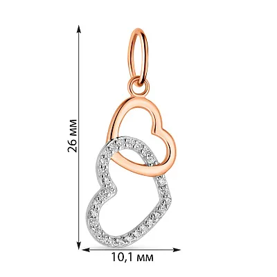 Подвес из красного золота &quot;Два сердца&quot; (арт. 424521)