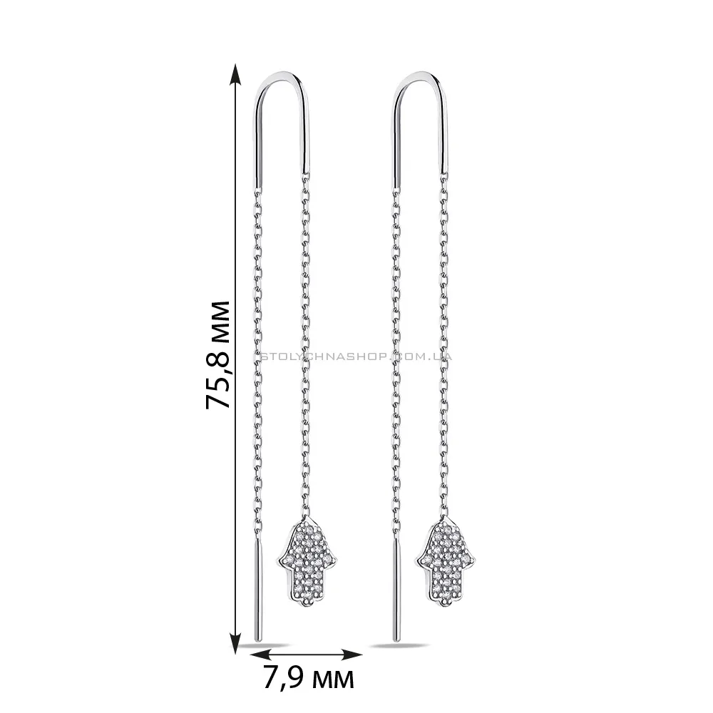 Длинные серьги-протяжки из серебра (арт. 7502/4828) - 2 - цена