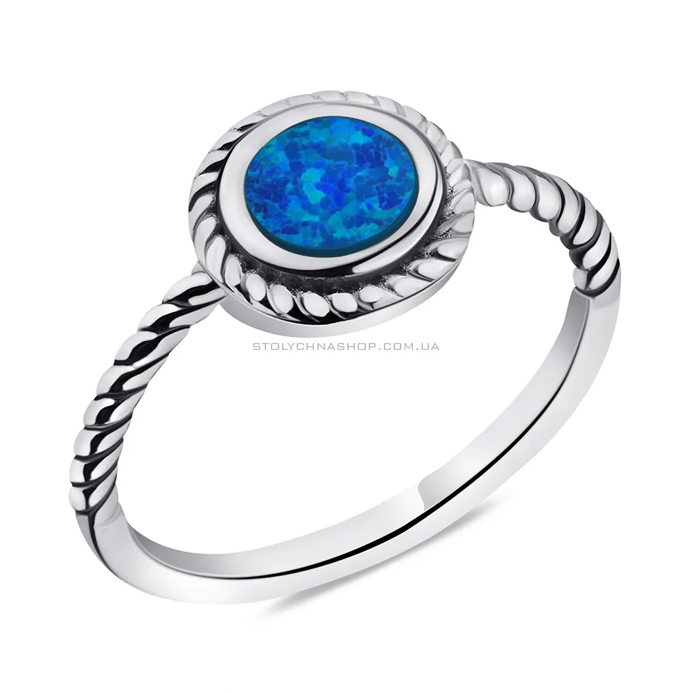 Серебряное кольцо с синим опалом (арт. 7501/6711Пос) - цена