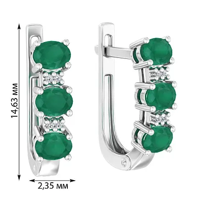 Золоті сережки з діамантами та смарагдом (арт. С011106би)