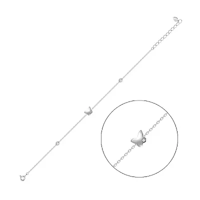 Браслет зі срібла «Метелик» з фіанітами (арт. 7509/2236)