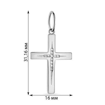 Хрестик з білого золота з фіанітами  (арт. 424515б)