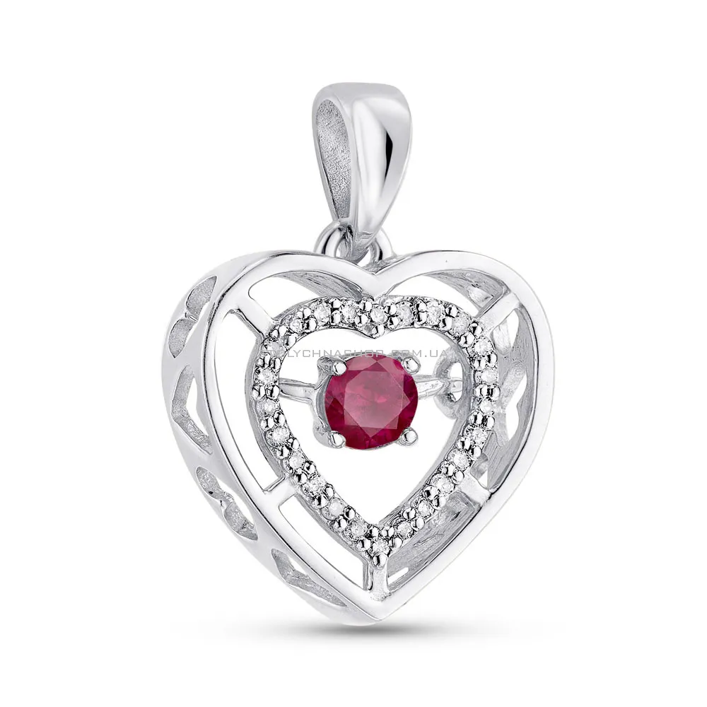 Золотой кулон Сердце с рубином и бриллиантами (арт. 3109502202р) - цена