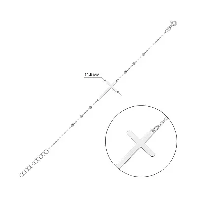 Браслет з білого золота із хрестиком (арт. 326937б)