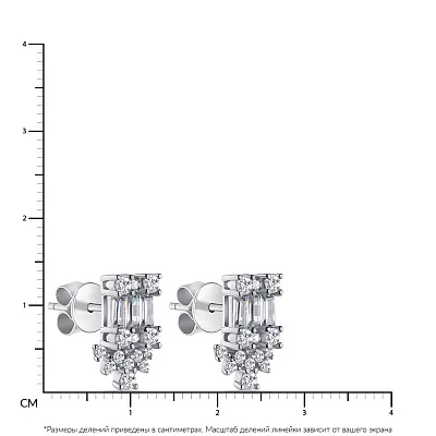 Сережки-пусети срібні з розсипом фіанітів  (арт. 7518/6052)