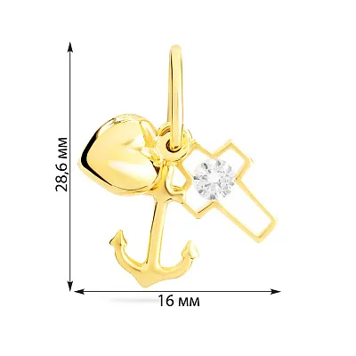 Золотий підвіс «Віра. Надія. Любов» з фіанітом  (арт. 421102ж)