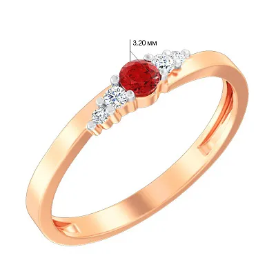 Золотое кольцо с рубином и бриллиантами (арт. К011064р)