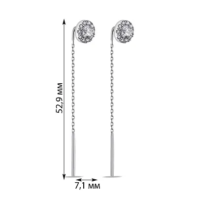 Серебряные серьги-протяжки с фианитами (арт. 7502/610сю)