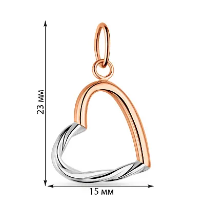 Кулон "Серце" з червоного і білого золота (арт. 424506кб)