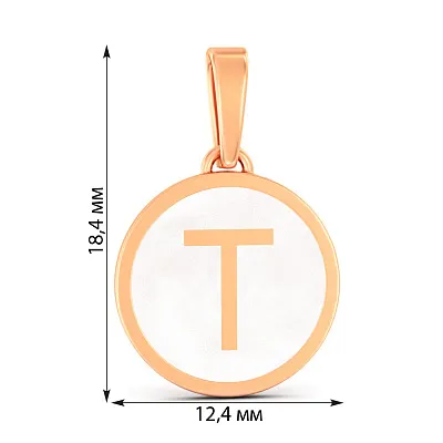 Золотой подвес Буква Т с эмалью (арт. 440995еп)