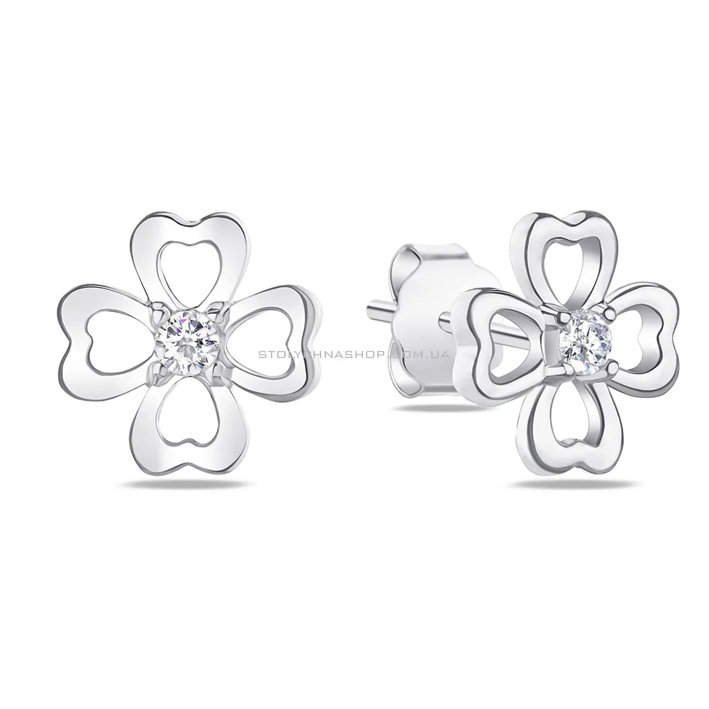 Срібні сережки-пусети "Квіти" з фіанітами (арт. 7518/5274)