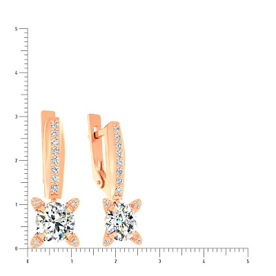 Золоті сережки з підвісками і фіанітами (арт. 110153)