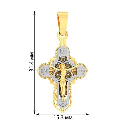 Натільний хрестик з жовтого золота «Відродження» (арт. 501508жб)