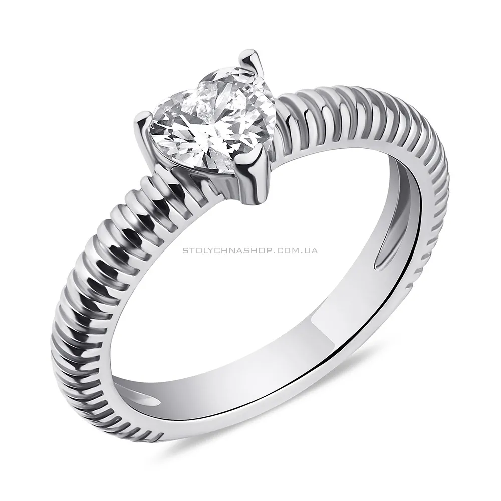 Серебряное кольцо Сердце с фианитом (арт. 7501/6720) - цена