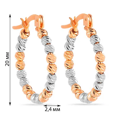 Золоті сережки-кільця в червоному і білому кольорі металу (арт. 106235/20кб)