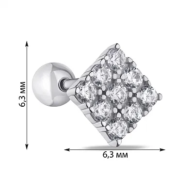 Сережка в одне вухо зі срібла з фіанітами (арт. 7518/6559)