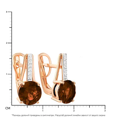 Золоті сережки з коньячним кварцом і фіанітами (арт. 110394Пкр)
