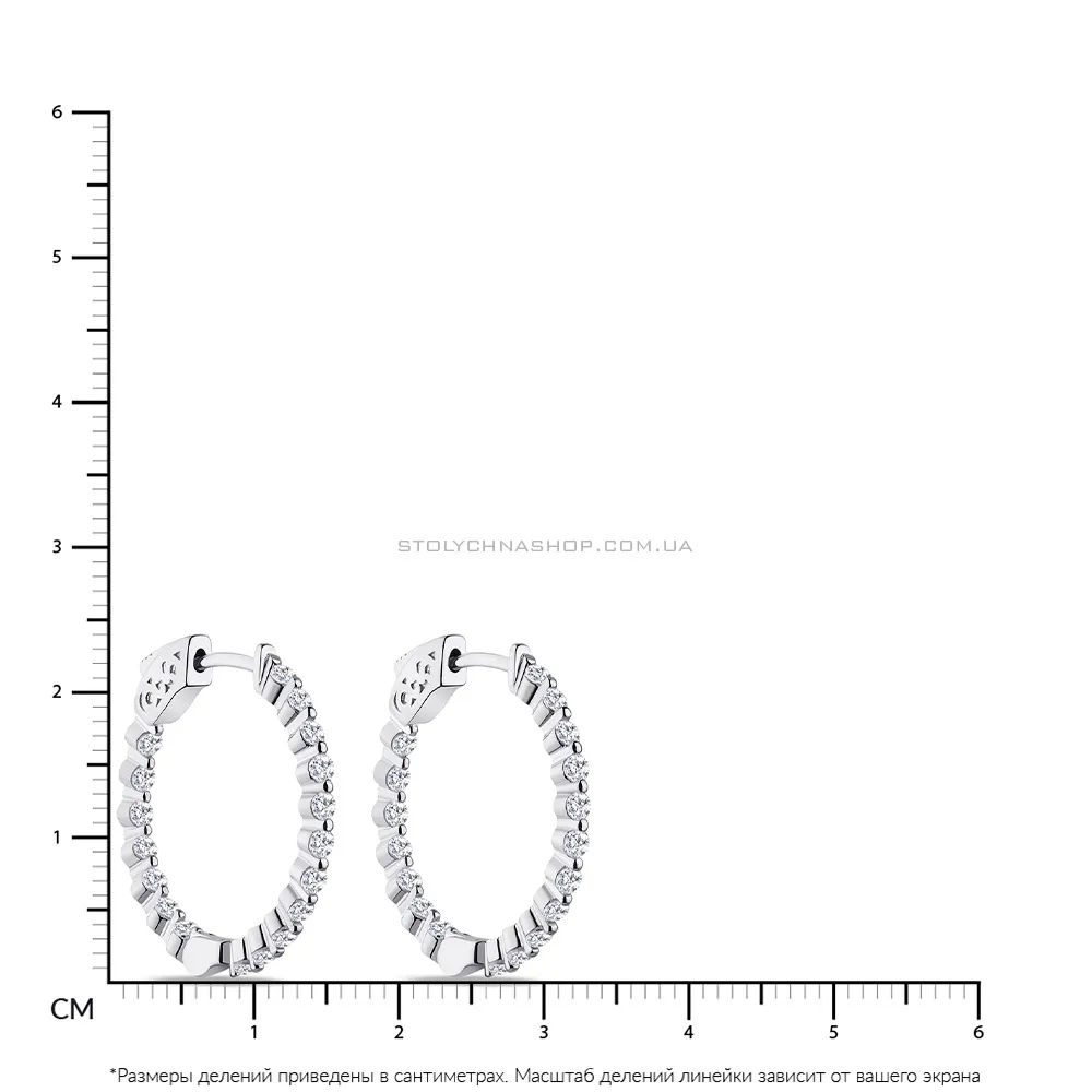 Серьги-кольца из серебра с дорожками из фианитов  (арт. 7502/4812/25) - 2 - цена